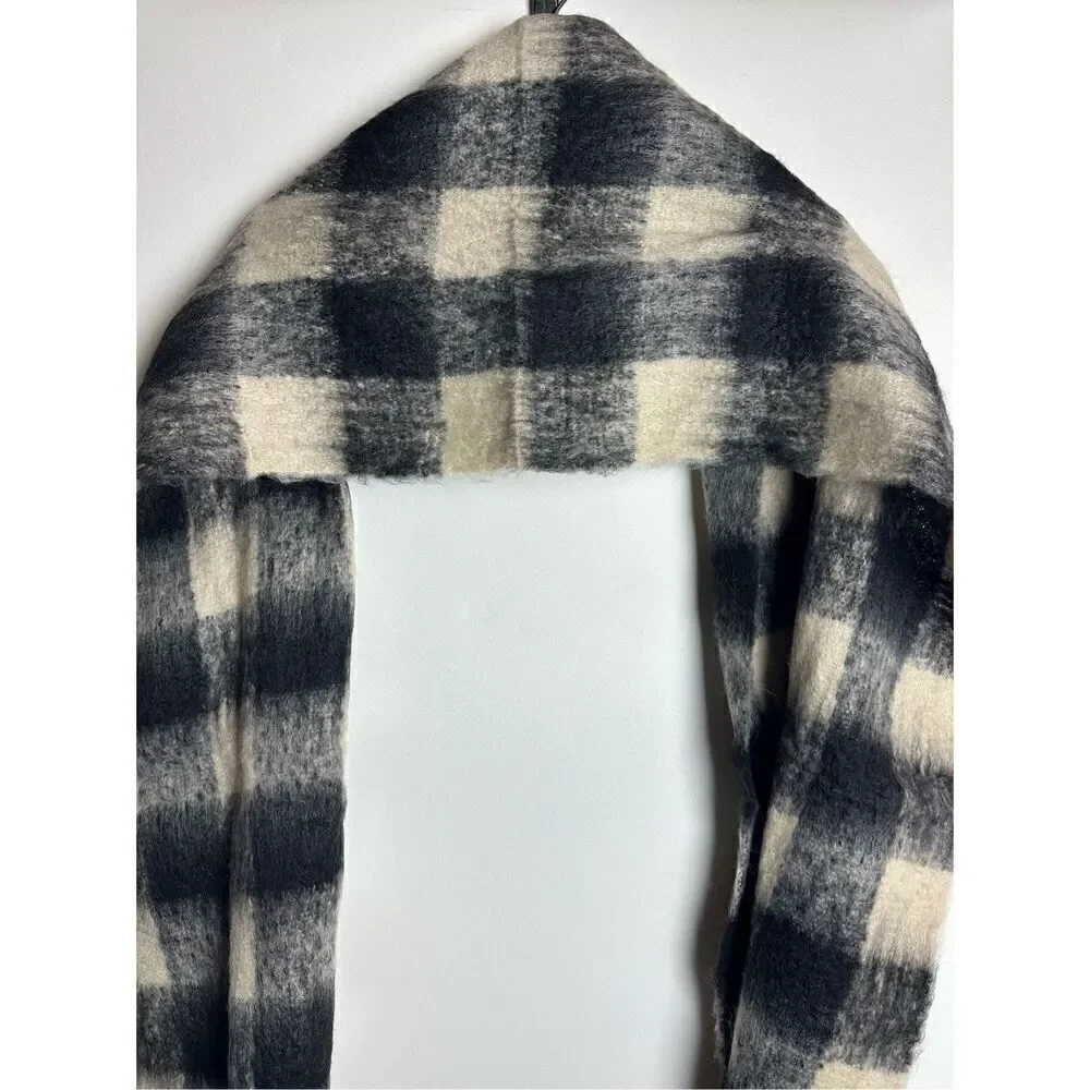 Black and cream Plaid oversized scarf